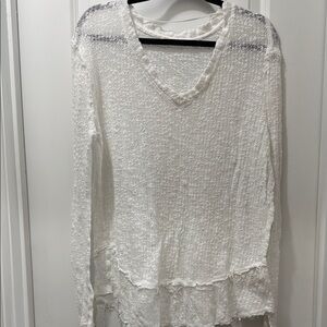 We The Free White Textured Long Sleeve Top NWOT